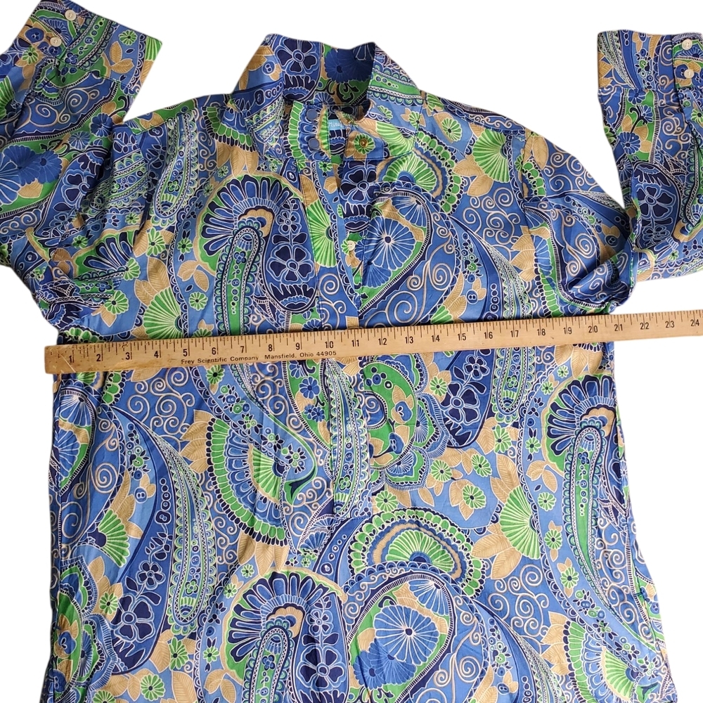 J. McLaughlin Blue Green Paisley Shirt Dress - Picture 8 of 10